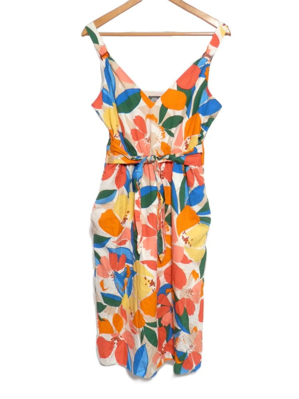 Vince Camuto Waist-Tie Floral Sleeveless Midi Sun Dress